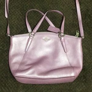 Coach cross body pink leather bag